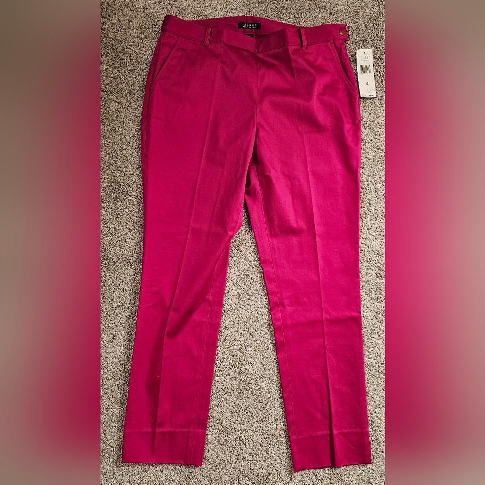 NWT Size 12 Lauren Ralph Lauren Pink Tailored Trousers